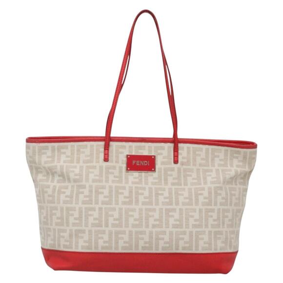 FENDI Zucca Canvas Tote Bag Pvc White Gold - Picture 2 of 12